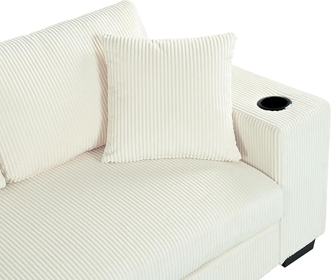 Ball &amp Cast Oversized L-Shaped Sectional Sofa with ChaiseLarge Comfy Upholstered Couch W/Thick CushionBuilt-in Cup Holders &amp Charging PortsWide &amp Thick Armrests &amp Seat Designfor Li