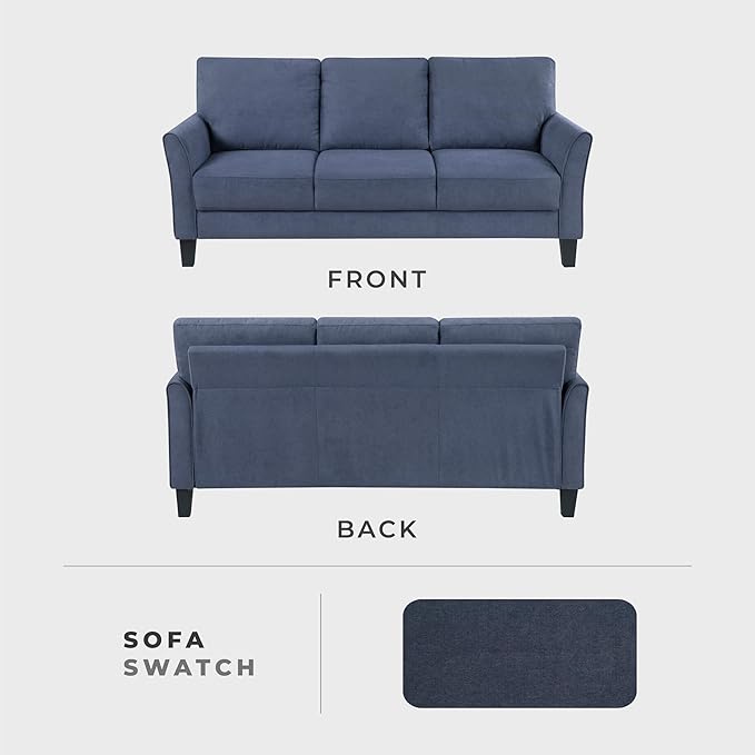 Lexicon Sofa Modern Living Room Couch Textured Fabric Upholstered Couch for Living Room/Bedroom/Office/Apartment 78.5 Sofa Blue