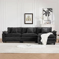 117.3 Modern Chenille Modular Cloud Sofa 3 Seater L Shaped Couch with Movable Ottoman Featuring Deep Seats and Pillows Easy Assembly Comfy Couches for Living Room Black