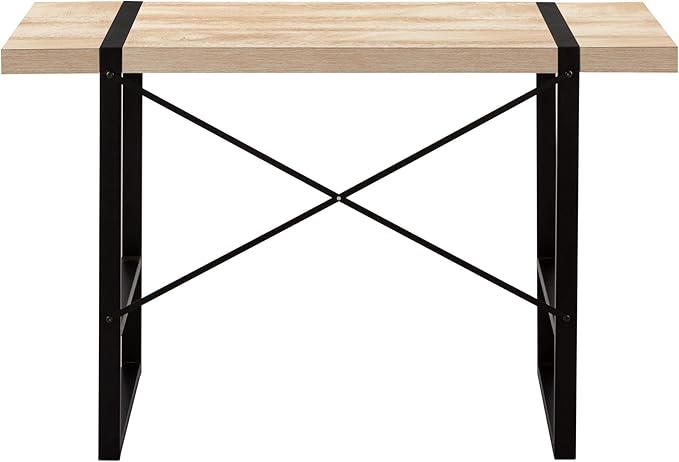 Computer Desk Home Office Laptop 48 l Work Natural Laminate Black Metal Contemporary Modern