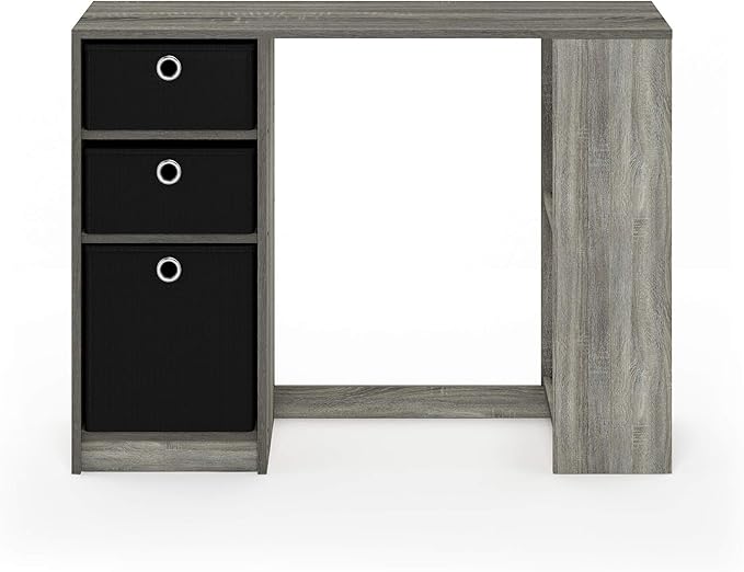 Furinno Jaya Modern Computer Study Desk Small French Oak Grey/Black