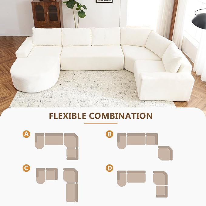 139 Oversized Modular Sectional Sofa U Shaped Couch with Deep Seat Modern Upholstered Couches Comfy 5 Seat Corner Couch for Living Room No Assembly Required (Beige 139)