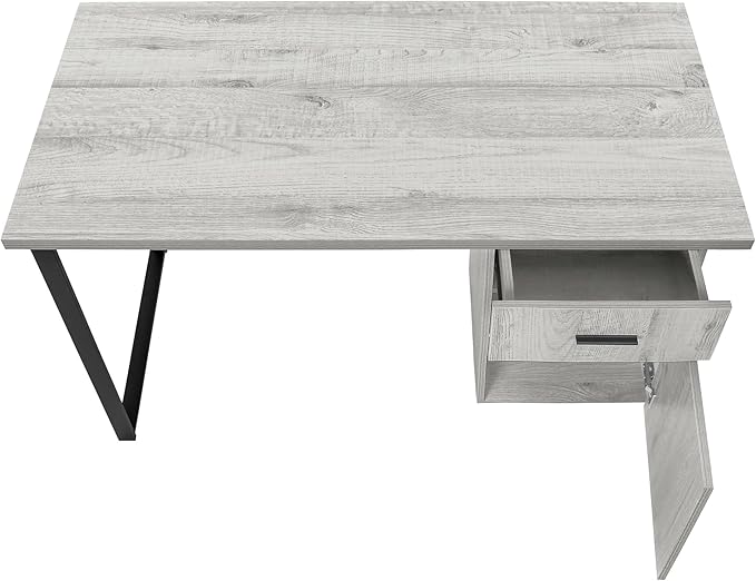 Computer Desk Home Office Laptop Left Right Set up Storage Drawers 48 l Work Grey Laminate Black Metal Contemporary Modern PD950