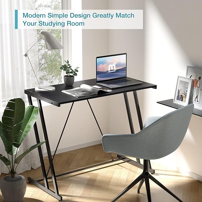 Computer Desk Mehoom Study Desk for Home Office Writing Desk for Small Space Office Modern Simple Design Laptop Desk Small Computer Table 35.4 Black Corner Desk