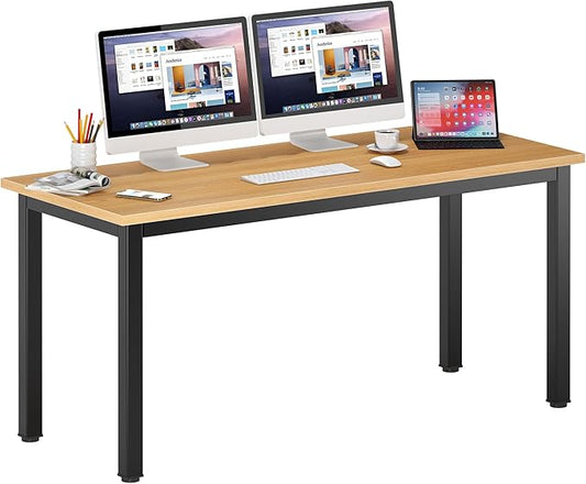 DlandHome 63 inches X-Large Computer Desk Composite Wood Board Decent and Steady Home Office Desk/Workstation/Table BS1-160TB Teak and Black Legs 1 Pack