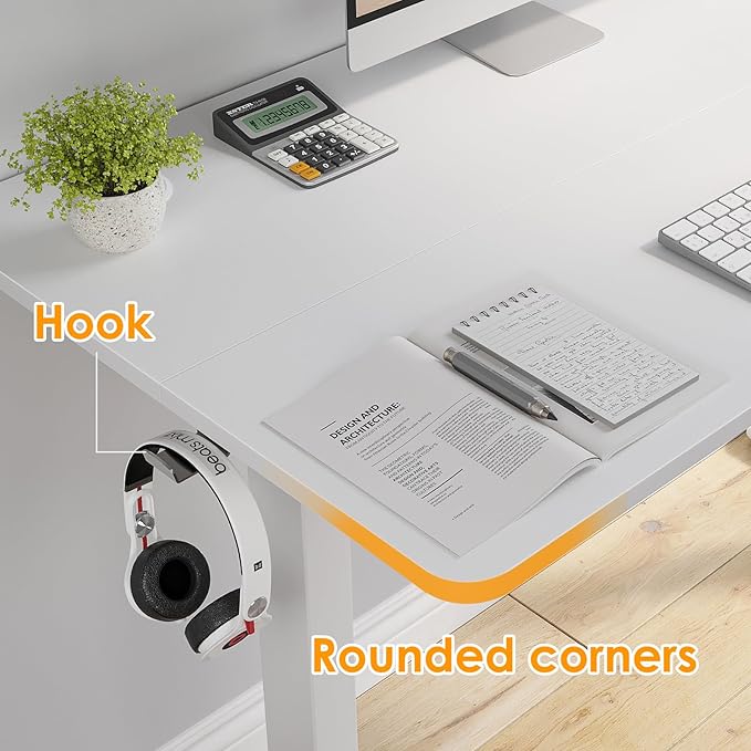 Electric Standing Desk Adjustable Height Stand up Desk Sit Stand Home Office Desk with Splice Board (White 48 x 24 inches)