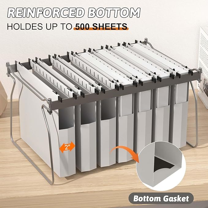 Plastic Extra Capacity Hanging File Folder Letter Size12 Pack Reinforced Expandable Hanging FoldersHeavy Duty 2 Inch ExpansionAdjustable TabsHanging Organizer Designed for Bulky Files(Gray)