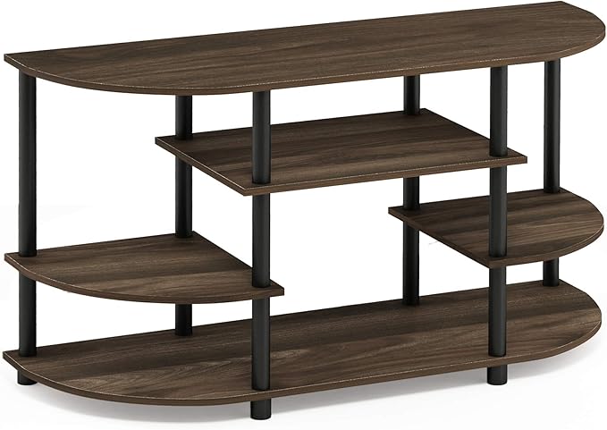 Furinno JAYA Simple Design Corner TV Stand Columbia Walnut/Black