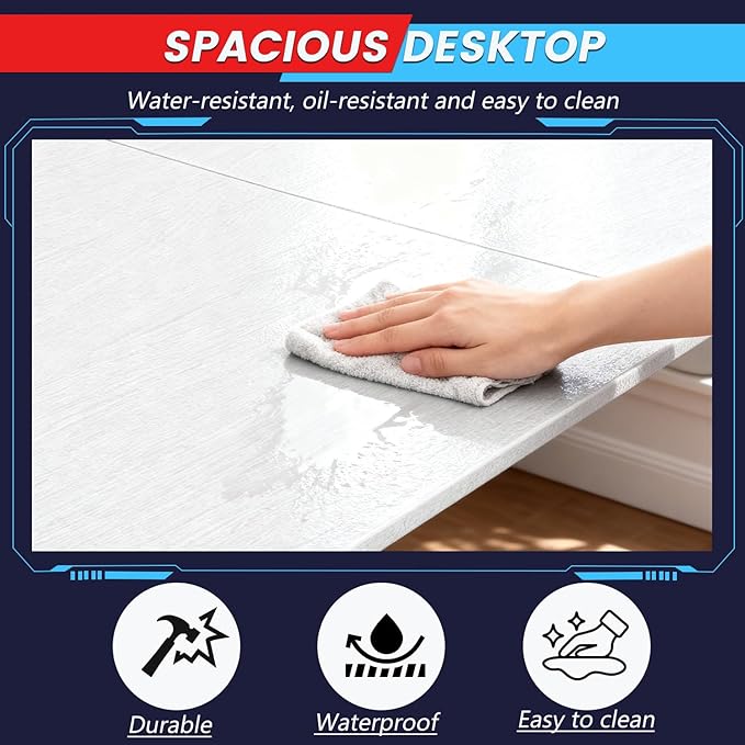FDW L Shaped 51 Inch Gaming DeskCorner Computer DeskPC Gaming DeskWriting Workstation with Large Monitor Stand for Home OfficePure White