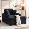 KEIKI Oversized Accent Chair with Ottoman Chaise Lounge Chair Indoor with Handrail Storage Cupholders Oversized Sofa Bed Deep Seat Sleeper Couch Reading Chairs for Living Room Black