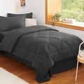 CozyLux Twin XL Comforter Set Dark Grey - 5 Pieces Twin Extra Long Bed in a Bag for College Dorm All Season Bedding Set for Girls and Boys Soft Bed Set with Comforter Sheets Pillowcase &amp Sham