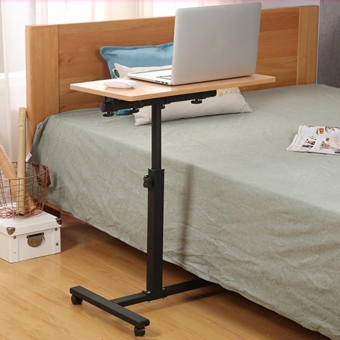 Height Adjustable Mobile Laptop Stand with Tilting TabletopRolling Standing DeskOverbed Laptop TableComputer StandsRolling Computer Workstation for Home Office