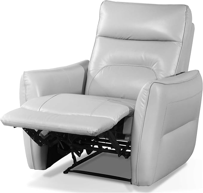 Furniture of America Areme Leather Match 38.5-inch Power Recliner Chair with Welt Trim Arms &amp Single Power 2.0 High Density Foam and Pocketed Coil Spring for Living Room Office Taupe