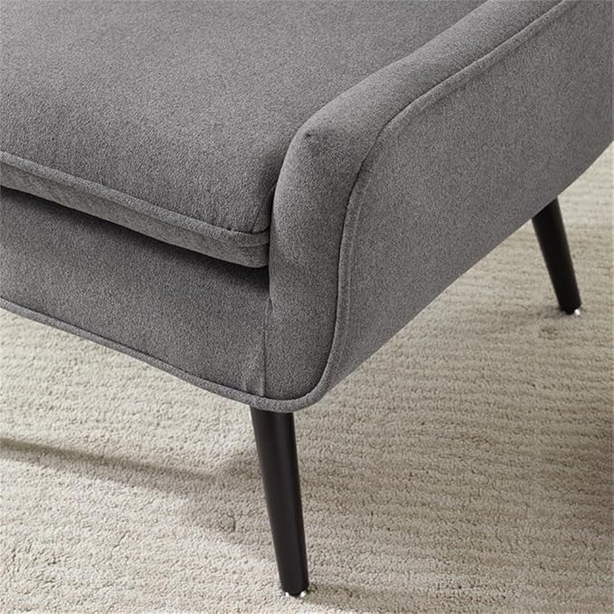 Allora Polyester Upholstered Button-Tufted Accent Chair Gray Fabric Modern Design with Black Finished Legs Pinewood Frame Plush Cushioned Seat 27.5W x 30.75D x 32.25H for Living Room or Office