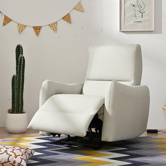 Wall Hugger Recliners for Small Spaces Single Power Recliner Chairs for Adults Type-C Charging Ports PU Leather Couch Electric Recliner Armchair for Living Room Bedroom Apartment RV (Light Gray)