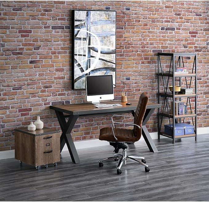 NBF 16 W Two Drawer Mobile Pedestal Cabinet with Lock - Oak Laminate Office Filing Cabinets - Modern Mobile File Cabinet Document Storage