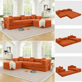 108 Modular Sectional SofaFuton Convertible Sofa BedOversized Corduroy Boneless Couch for Living RoomFloor Loveseat Sleeper with Pull Out BedFree CombinationNo Assembly Required (Orange)