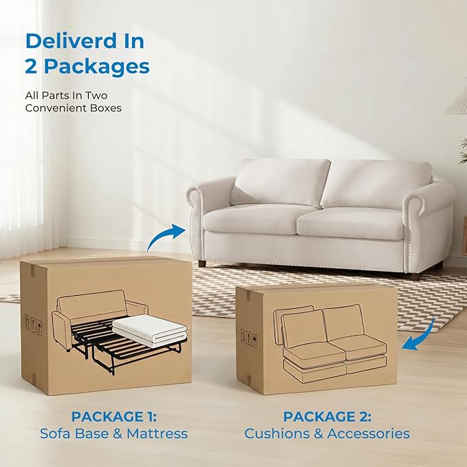 PUREMIND 2-in-1 Queen Pull Out Sofa Bed Convertible Couch Bed Couch with Pull Out Beds Upholstered Sleeper Sofa Beds Loveseat Sleeper Couches for Living Room Apartment and Small Spaces