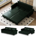 93.7 King Size Sleeper Sofa Bed Pull Out Sofa Bed Faux Leather Upholstery 3 in 1 Convertible Sleeper Couch Chaise Lounge Retro Recliner for Living Room Office Apartment Green