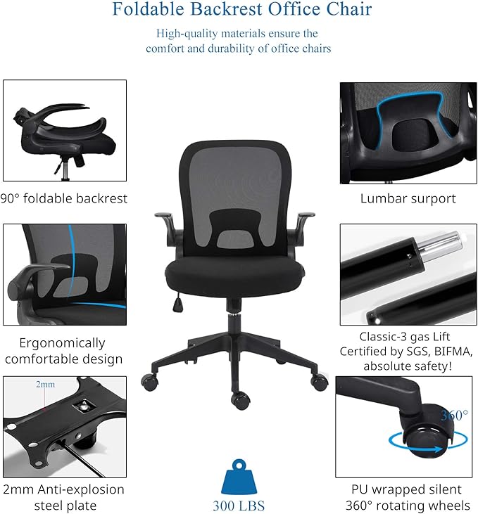 IPKIG Glass Computer Desk and Chair Set Foldable Office Chair and Glass Top Computer Desk with Carbon Steel Frame Home Office Desks Computer Table Study Writing Desk Workstation for Living Room