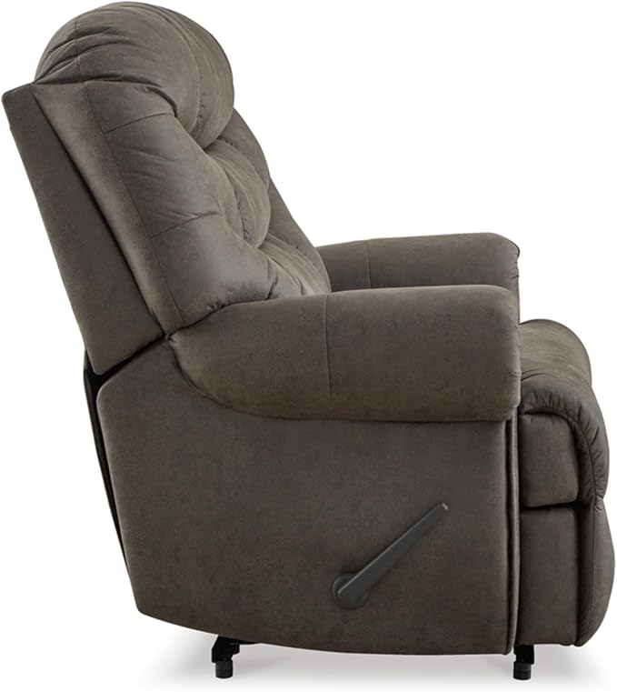 Signature Design by Ashley Camera Time Classic Tufted Faux Leather Zero Wall Recliner Gray