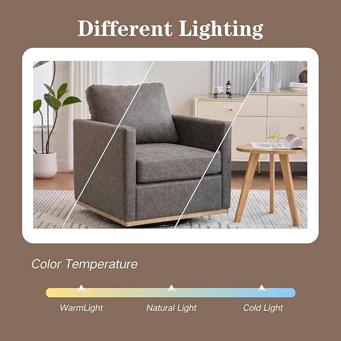 Mlmh &amp Kngwa 30.7 Swivel Accent Chairs Set of 2 Upholstered Accent Chair Modern Faux Leather Swivel Chair for Living Room Bedroom Gray