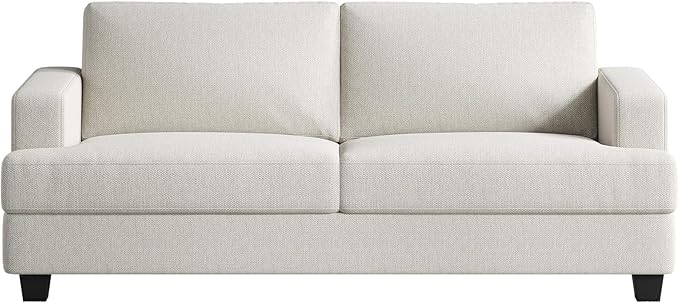 84 Inch Sofa with Extra Deep Seats Oversize Linen Fabric 2 Seater Sofa for Living RoomModern Couch and Loveseat Comfy Armrests and Seats and Backrests Easy Installation Ivory