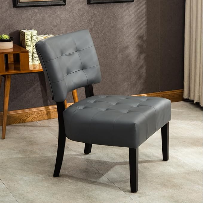 Contemporary Tufted Oversized Accent Chair with Plush Boucle Fabric and Faux Leather Options Kiln-Dried Hardwood Frame Deep Cushion Seat Ergonomic Back Support Versatile Living Room Chair (Gray)
