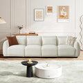 Boucle Sectional Couches for Living RoomComfy Upholstered Modular Sectional SofaU Shaped CouchL Shape Sofa with Removable Ottoman.(4Seats-Beige White)