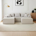 Claiks 110 Boneless Couch Cloud Couch Sectional U-Shape Corduroy Modular Sectional Sofa Deep Seat Upholstered Couches for Living Room No Assembly Required Beige