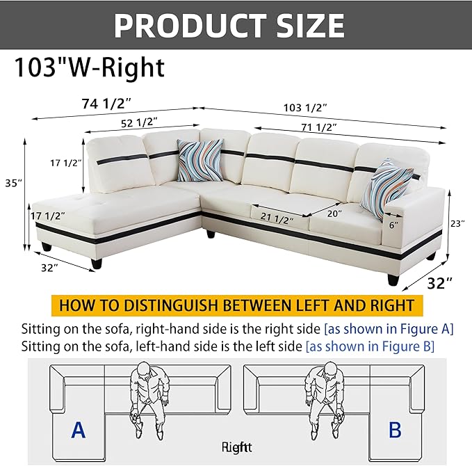 L-Shaped Combination Sofa Set Luxurious Synthetic Leather Living Room Sofa Suitable for Living Rooms Bedrooms Apartments and Offices