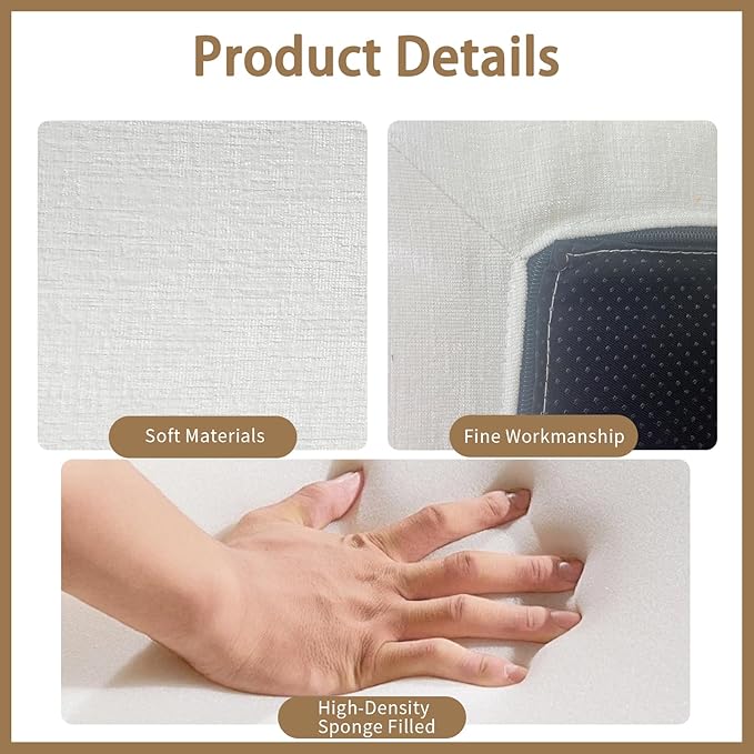 23.6'' Square Ottoman Chenille Foot Rest for Couch Sponge Filled Accent Ottomans for Living Room Office Bedroom - White