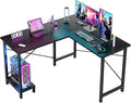 DUMOS L Shaped Desk Computer Gaming Desks Corner Office Table with CPU Shelf for Home Study Writing Work Station 50 Inch Black