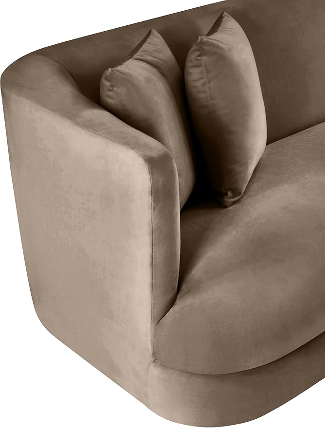 Meridian Furniture 699Taupe-L Alder Collection Modern | Contemporary Loveseat with Ultra Luxe Taupe 460 GSM Velvet Solid Wood Frame 66 W x 36 D x 30 H Taupe