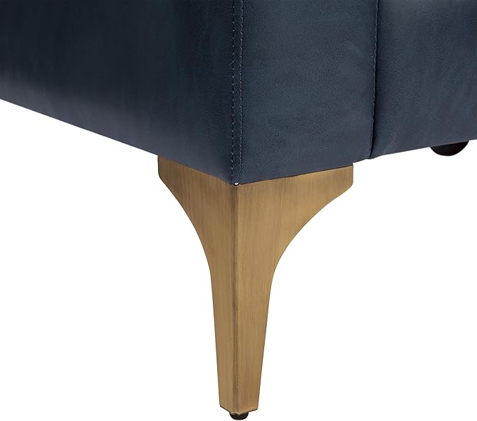 Serta Triton 55.5 Loveseat Transitional Modern Dreamcoil Comfort Metal Legs Vegan Leather Navy Blue