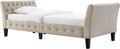 Rosevera Jamie Modern Upholstered Twin Daybed Frame Button Tufted Fine Polyester Easy aseemble with Wooden Legs Twin Size Daybed Sleeper Couch for Living Room Bedroom