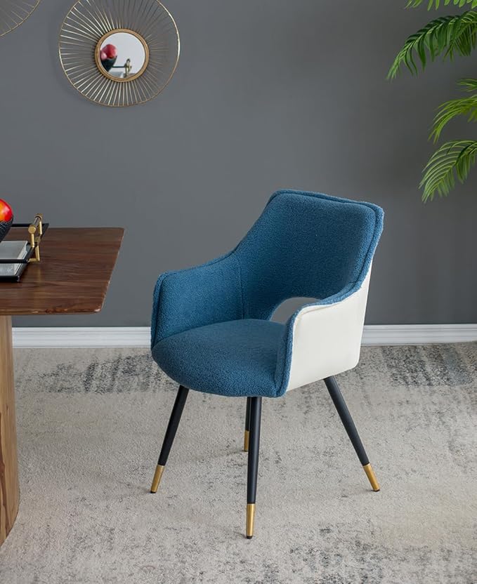 Set of 2 Blue Fabric Side Chair Living Room Bedroom Kitchen Vanity Chair 23 x 23 x 34