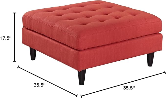 Modway EEI-2139-ATO Empress Mid-Century Modern Upholstered Fabric Large Ottoman In Atomic Red Orange