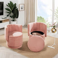 JOYBASE Swivel Accent Chair with Storage Set of 2 Swivel Barrel Accent Chair - Upholstered Boucle Fabric - for Bedroom Nursery Makeup Living Room (Pink)