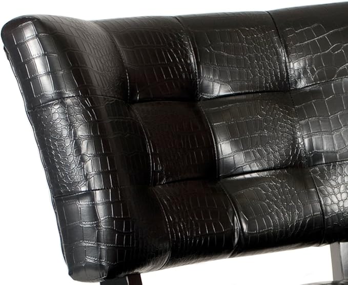 Roundhill Furniture Blended Leather Tufted Accent Chair with Oversized Seating Textured Black
