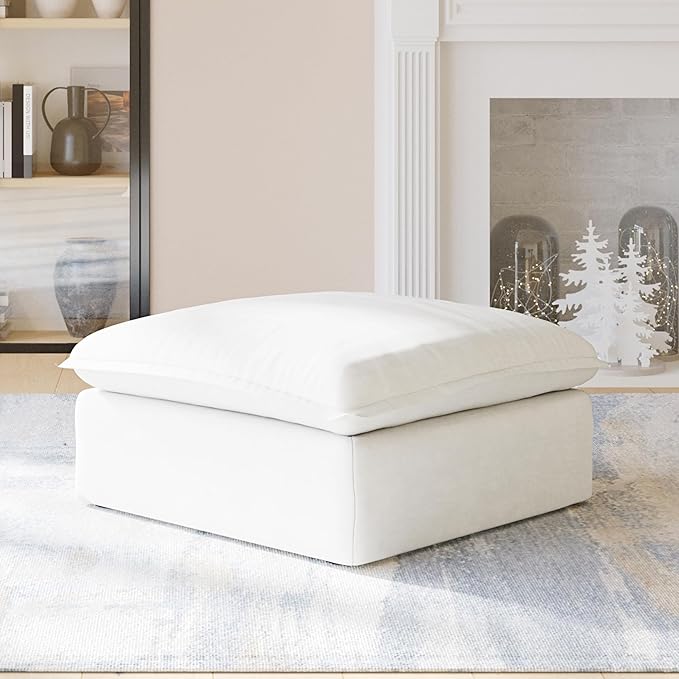 Modern Modular Sectional Couches for Living Room Ottoman Module Cushion Covers Removable Minimalist Comfy Breathable Sectional Sofa Couch for Office Apartment White