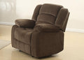 AC Pacific Bill Modern Upholstered Living Room Manual Recliner with Padded Pillow Top Armrests &amp Reclining Seat Chair Brown