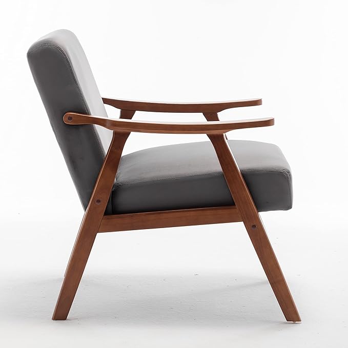 Container Furniture Accent Chair with Microfiber Upholstery and Solid Wood Frame Classic Mid-Century Modern Living Room Furniture for Extra Seating Grey