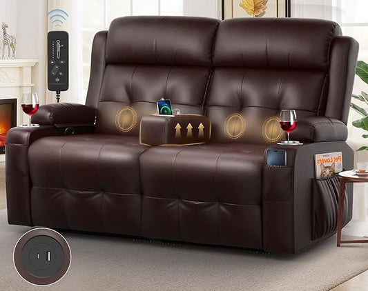Loveseat Recliner Oversized Massage Reclining Sofa Heavy Weight Capacity RV Love Seat Chair Clearance with Storage Cup Holders Wall Hugger Couches for Living Room
