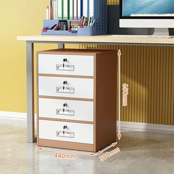 Aimeryup 4-Drawer File Cabinet Metal Clip 4-Tier with Lock Storage Study Low Cupboard Desk Office Hotel 44X39X65CM(Size:44X39X65CMColor:A)