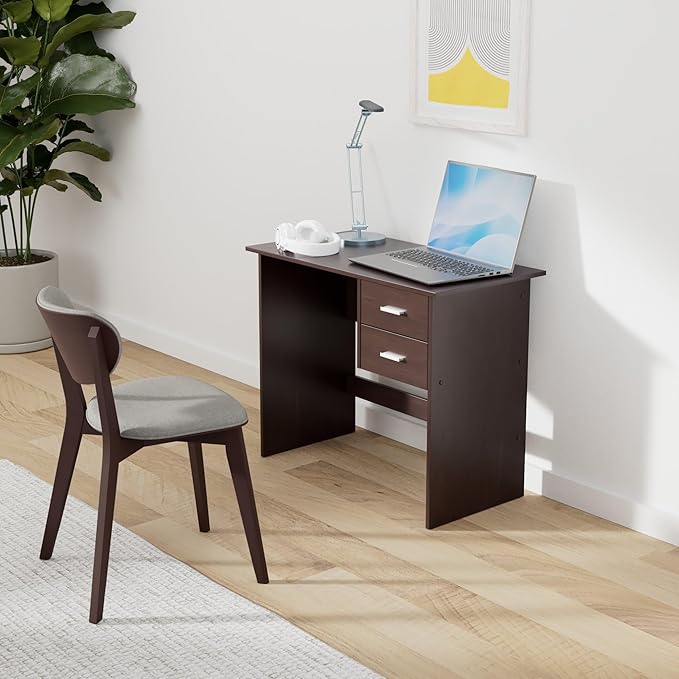 OneSpace Adina 2-Drawer Desk Small Writing Desk with Drawers Espresso
