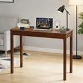 39 Inch Solid Wood Writing Desk with Drawers - Narrow Desk for Small Spaces Mid Century Modern Computer Desks Wooden Vintage Desks Study Table for Home Office Bedroom Walnut