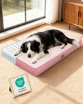 OhGeni Orthopedic Waterproof Dog Bed for Medium Large Dogs Machine-Washable Removable Cover in Easy-Clean Fabric High Density Foam &amp Easy-Carry Handle Suitable for Crate 35 inch (Pink)