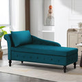 Upholstered Chaise Lounge with Left Armrest &amp Lumbar PillowButton Tufted Lounge Sofa with StorageLounge Chair IndoorModern Velvet Lounge Chair for Bedroom Living Room and OfficeTeal
