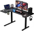 51 Reversiable L-Shaped Electric Standing Desk Adjustable Height Gaming Stand Up Corner Desk Sit Stand Home Office Computer Desk with Splice BoardBlack Carbon Top